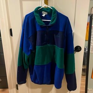 IZOD Sweater Adult Extra Large Quarter Zip Pullover Color Block Blue Green Men
